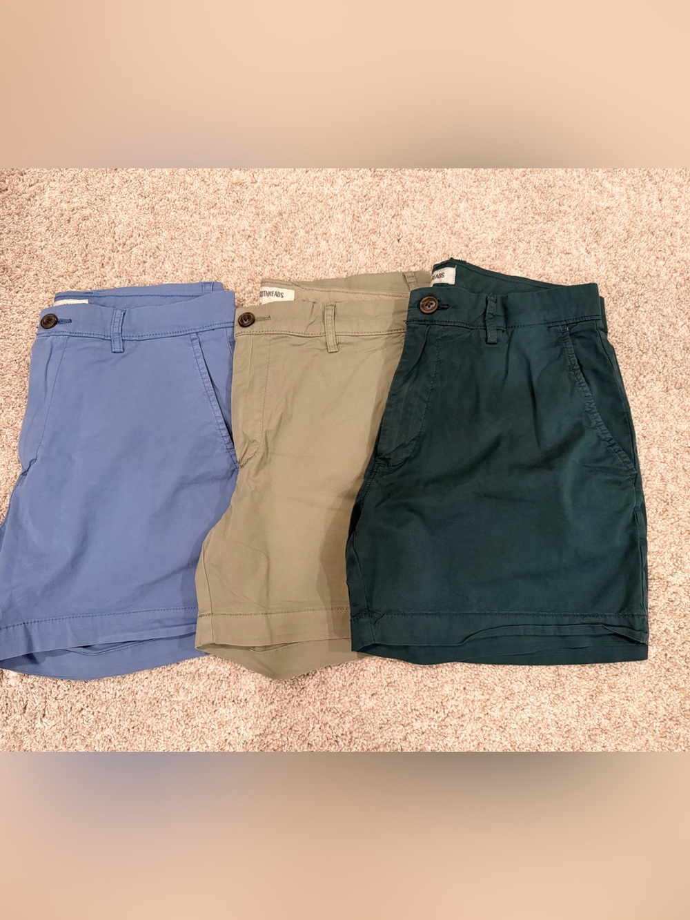 Goodthreads Men's Chino Bermuda Shorts - Light Blue, Emerald Green, Beige
